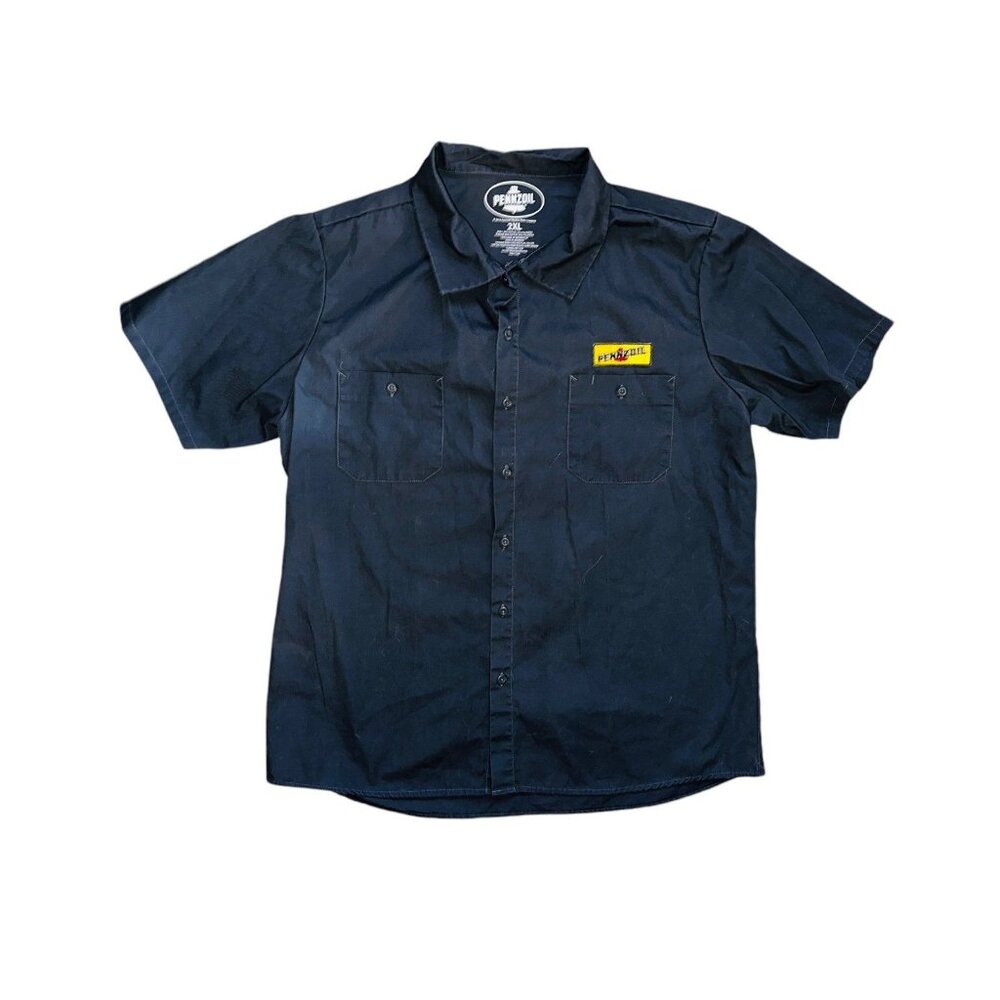 B2 Penzoil Racing Motor Oil Black Button Down Shirt 2XL 2010 Quaker State Mens